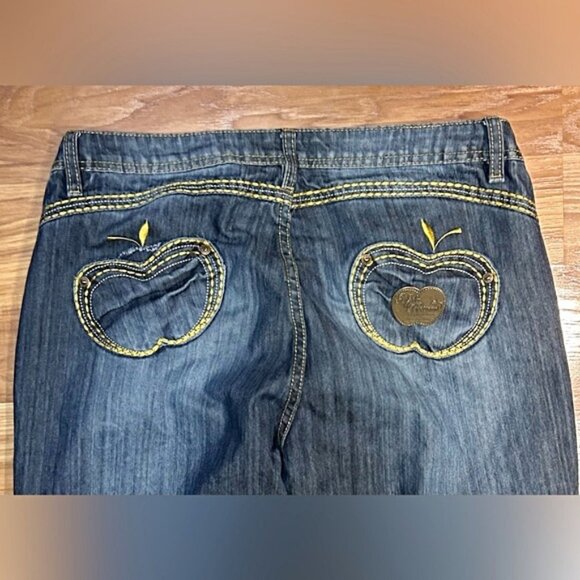 Vintage 90s Apple Bottom Stretch Denim Low Rise Runched Tapered Leg Jeans~11/12~ - Picture 2 of 10